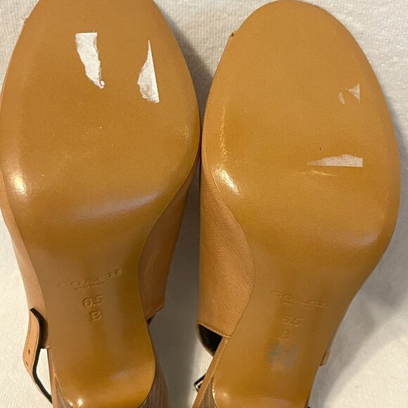 Coach Women’s Lanora Soft Grain Leather Open Toe Slingback Ginger  6.5M - Picture 5 of 14